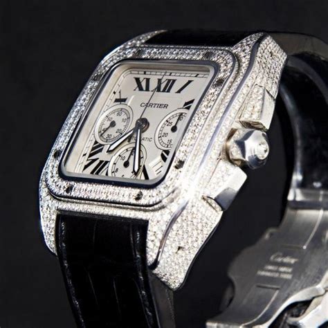 cartier santos xl diamond replica|cartier santos 100 diamond bezel.